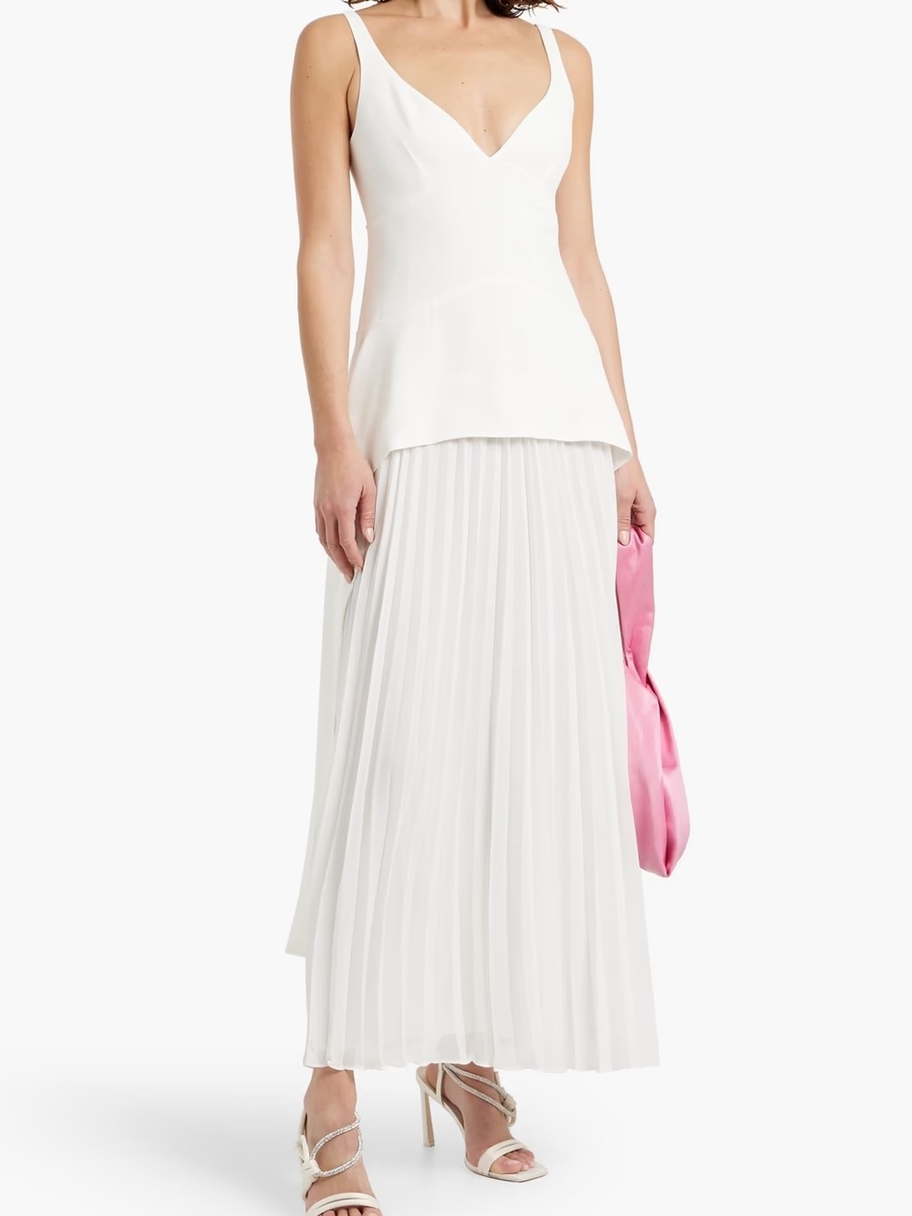 SIMKHAI Sequoia White Pleated Gown | Size 0 | Bridal, Reception, Welcome Party